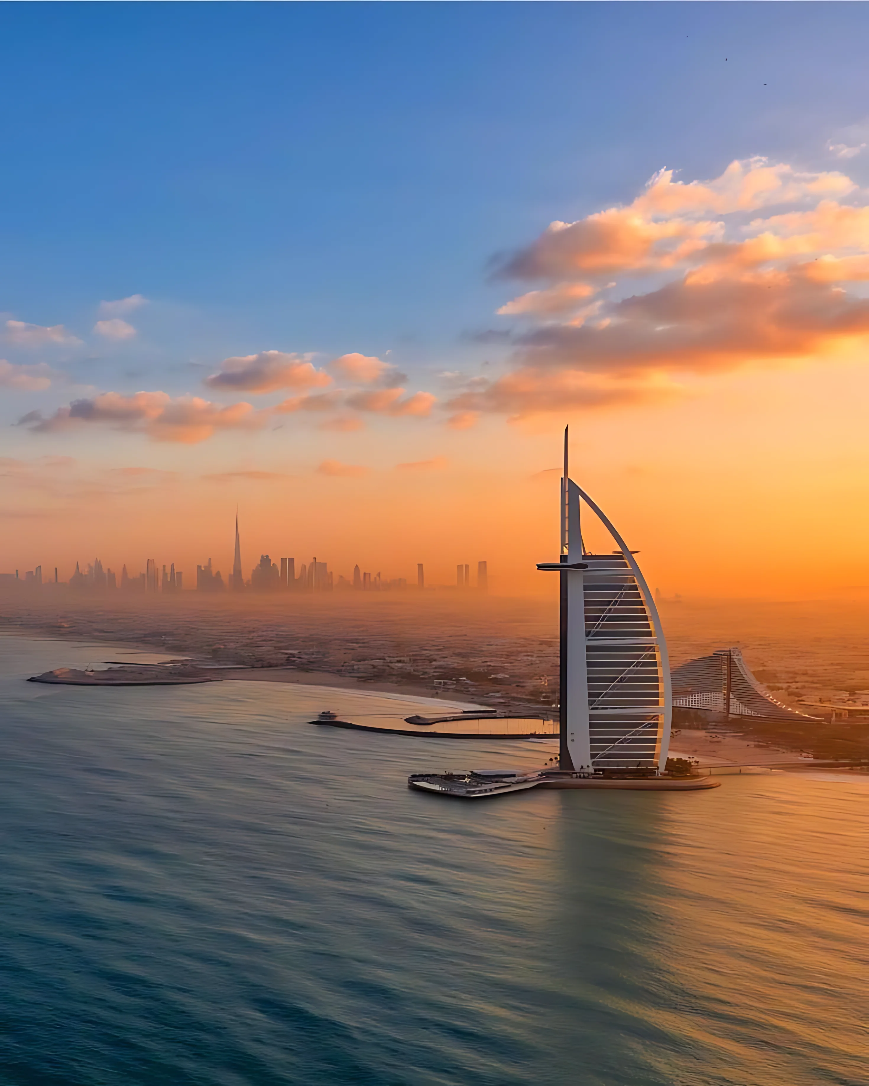 Burj Al Arab luxury hotel overlooking the Dubai coastline