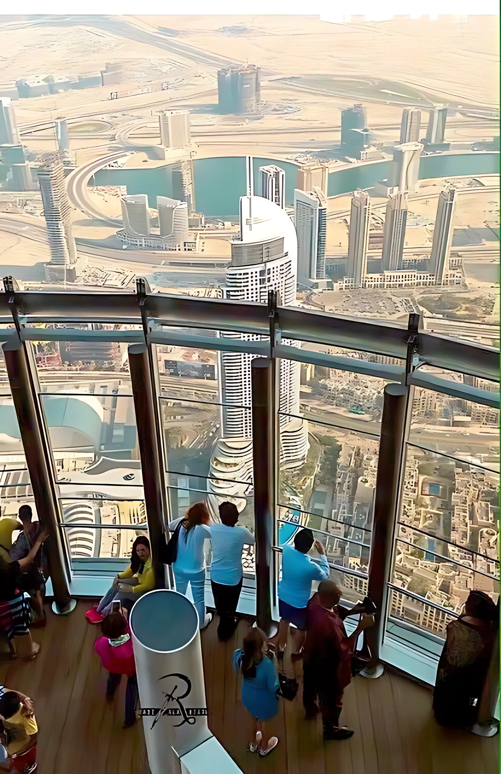 Panoramic view from the Burj Khalifa observation deck over Dubai