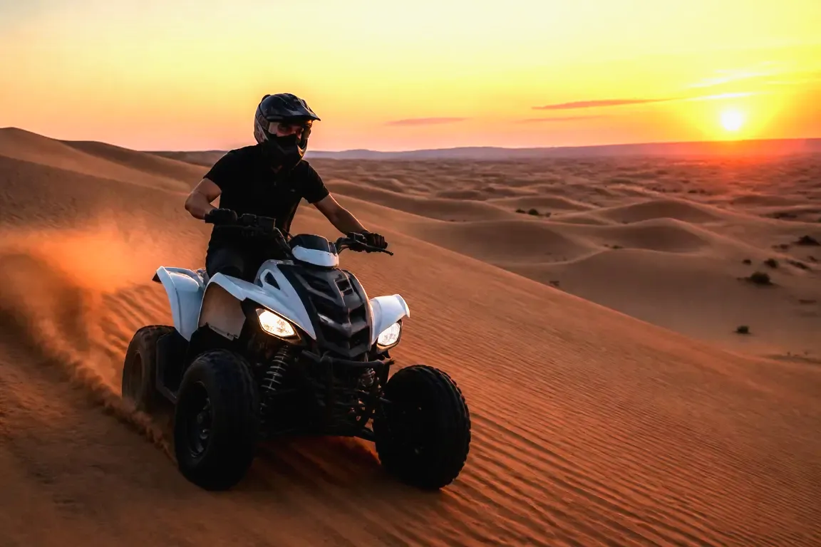 VIP Evening Red Dunes Desert Safari With BBQ / VEG Dinner + Quad Bike