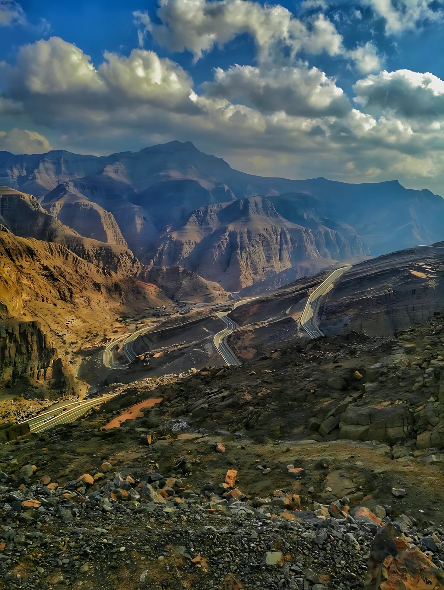 Winding mountain road through Jebel Jais in Ras Al Khaimah